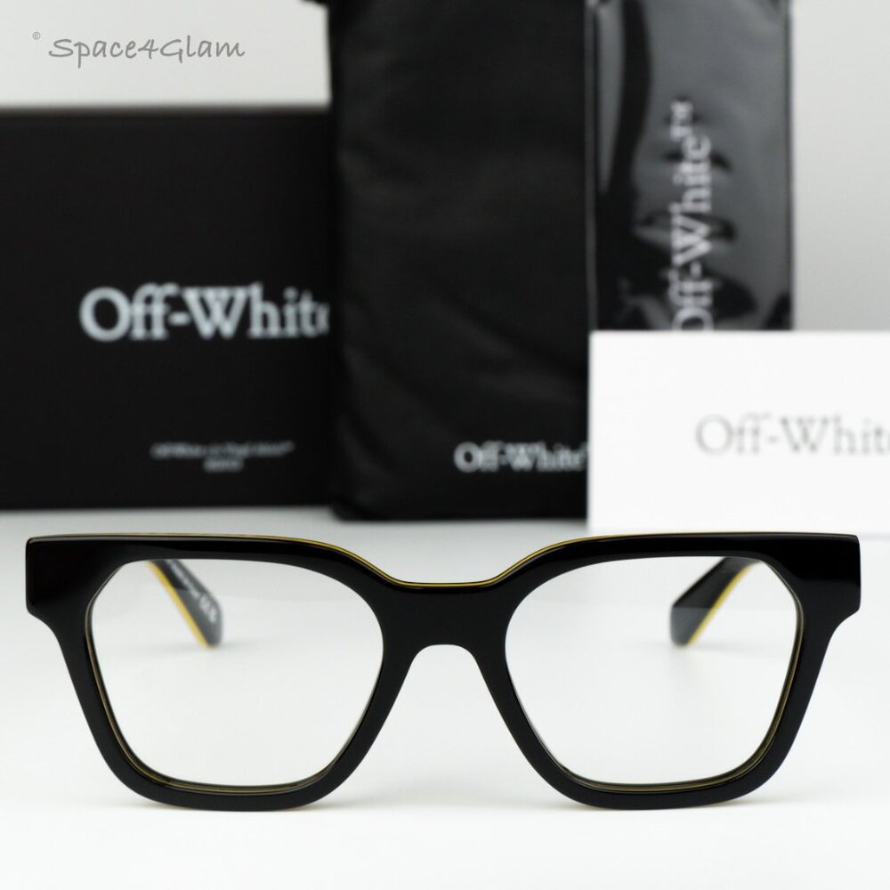 Off-White Men Eyeglasses Black Yellow Square OERJ07P STYLE 7P 1300 BRAND NEW
